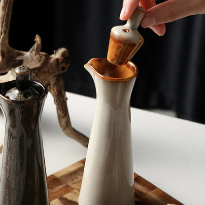 DecorBites™ Ceramic Seasoning Pot - Elegant Liquid Seasoning Bottle for Olive Oil, Soy Sauce, Vinegar - Kitchen Storage and Cooking Tools