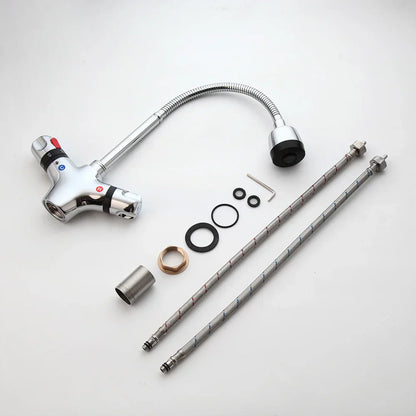 DecorBites™ Brass Kitchen Sink Faucet w/ Swivel Spout & Thermostatic Control