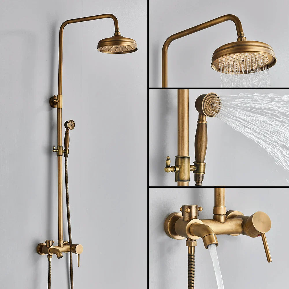 DecorBites™ Brass Handheld Rainfall Shower Wall-mounted Hot Cold Water Mixer System