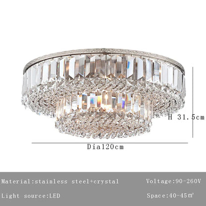 DecorBites™ Large Crystal Chandelier Chrome Hanging Lamp for Dining Room Decor
