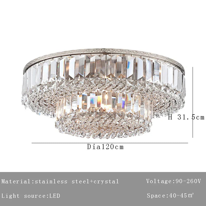 Chrome Crystal Chandelier Gold Frame Dia120cm