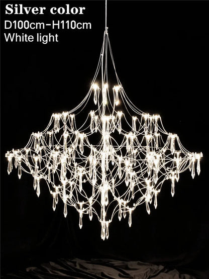 Starry Crystal Firefly Pendant Chandelier in Polished Steel
