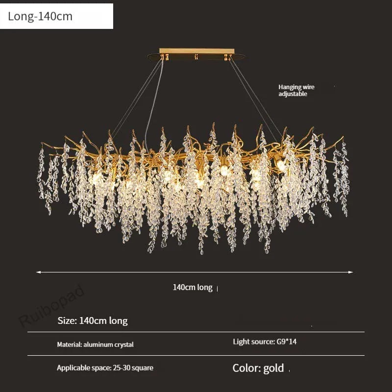 Lámpara de Araña de Uvas de Cristal Oro Decorbites™ para Comedor Sala de Estar Dormitorio