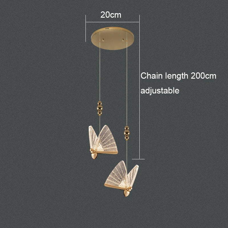 ثريا أكريليك على شكل فراشة من DecorBites™ مزودة بمصباح سقف وإضاءة داخلية