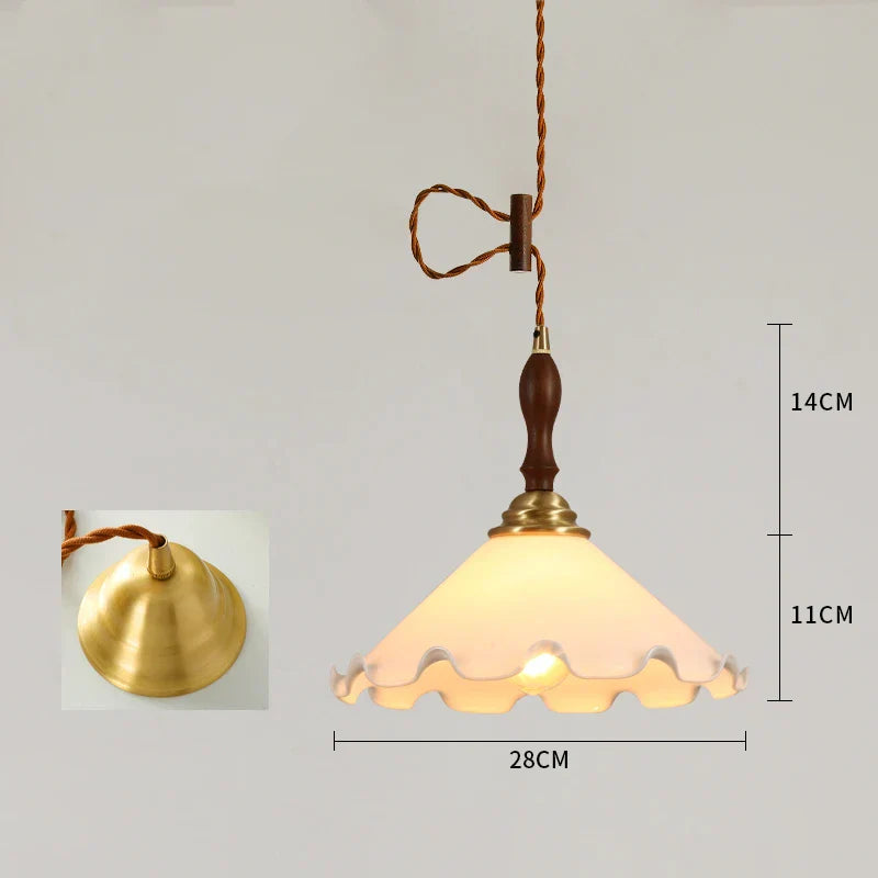 Lámpara colgante DecorBites™ de madera y cobre con cristal agrietado para sala de estar interior