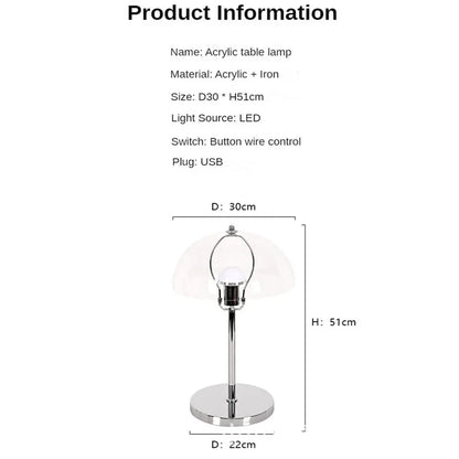 مصباح طاولة DecorBites™ Bauhaus Mushroom، إضاءة ليلية LED من الأكريليك العصري