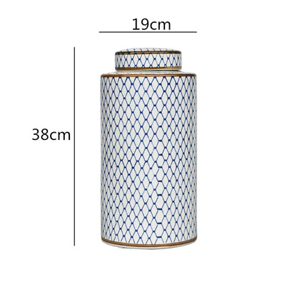 DecorBites™ Chinese Retro Ceramics Golden Vase with Cover for Home Décor and Organization