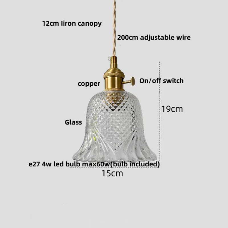 DecorBites™ Amber Glass LED Pendant Light - Modern Copper Hanging Fixture