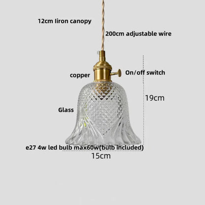 DecorBites™ Amber Glass LED Pendant Light - Modern Copper Hanging Fixture