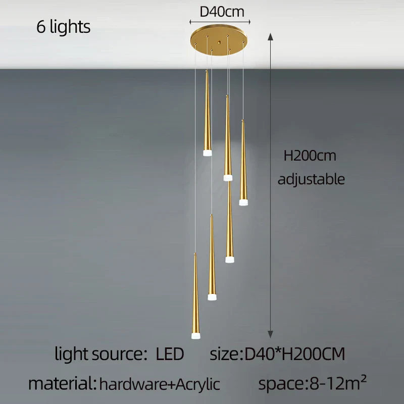 DecorBites™ Golden LED Tapered Chandelier for Modern Living Room & Kitchen Lighting