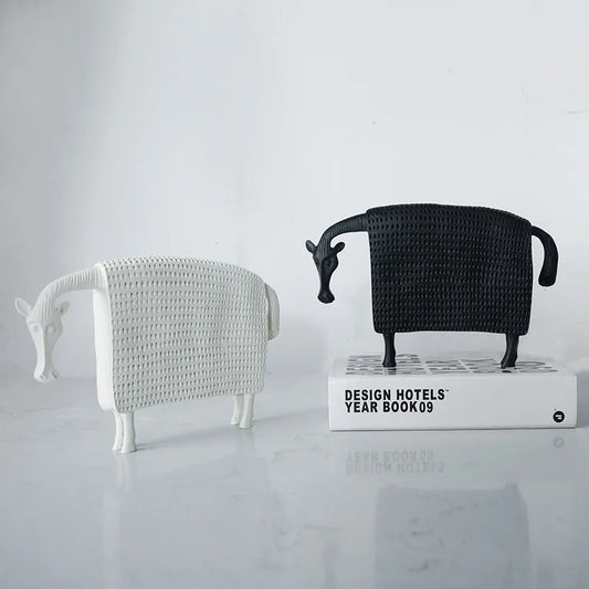 DecorBites™ Black Cow Ox Resin Sculpture Figurine - Room Decor Art Statue