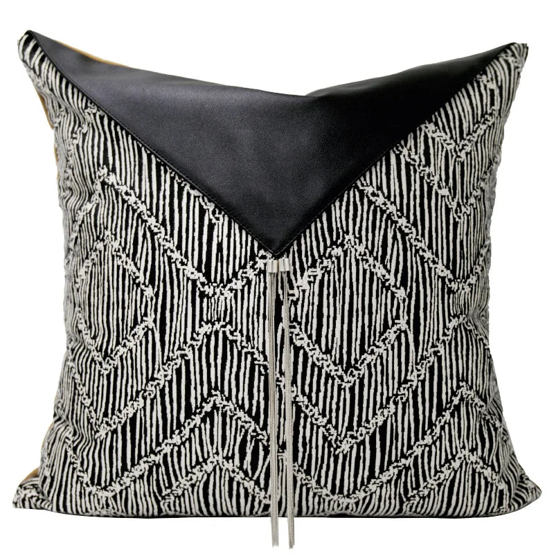DecorBites™ Black & White Light Luxury Designer Pillow Cover - Living Room & Hotel Sofa Décor