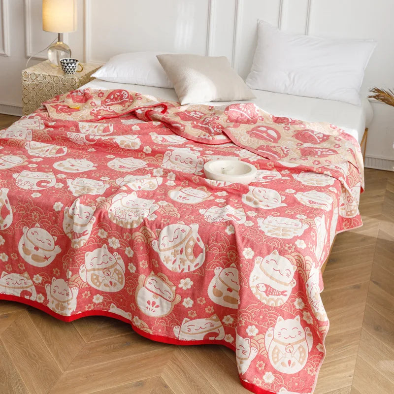 بطانية صيفية من القطن والشاش من DecorBites™، ناعمة وجيدة التهوية، مناسبة للسرير الفردي المزدوج