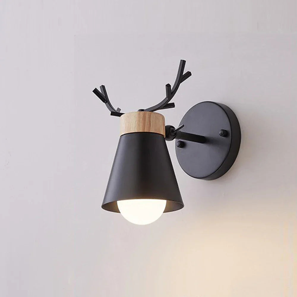 Wooden Antlers Wall Lamp