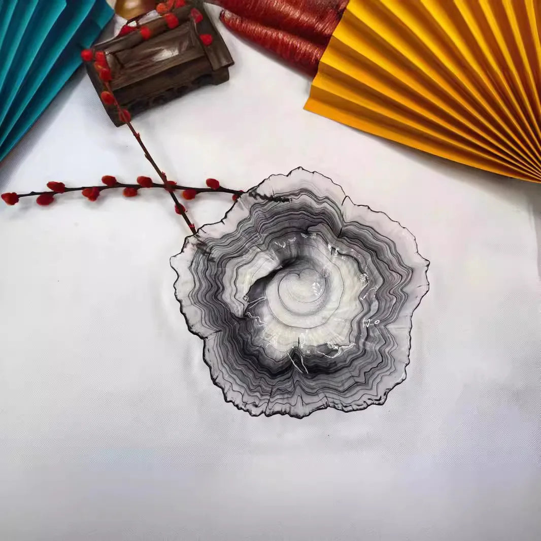 DecorBites™ Elegant Flower Glass Plate Dinner Pearl Fruit Snack Jewelry Trinket Dish