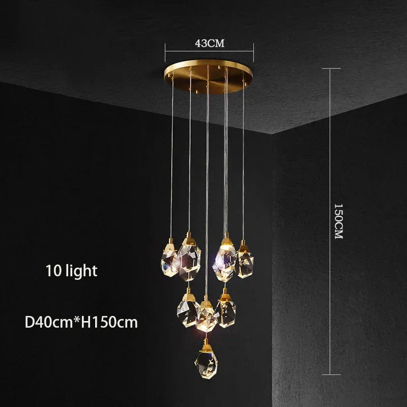DecorBites™ Elegant Crystal Chandelier for Living Room & Staircase Lighting