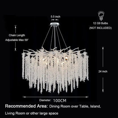 DecorBites™ Crystal Tassel Chandelier: Elegant Dining Room Pendant Light Fixtures