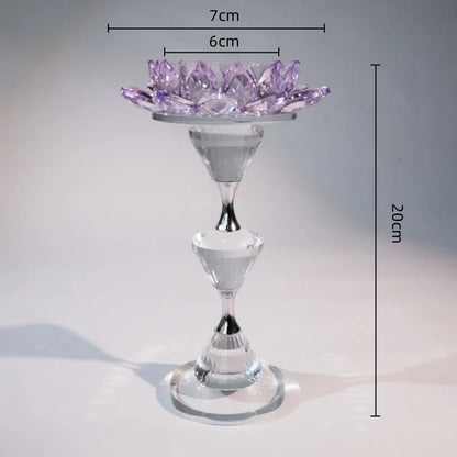 DecorBites™ Crystal Lotus Candle Holder Home Decoration Crystal Flower Candlestick