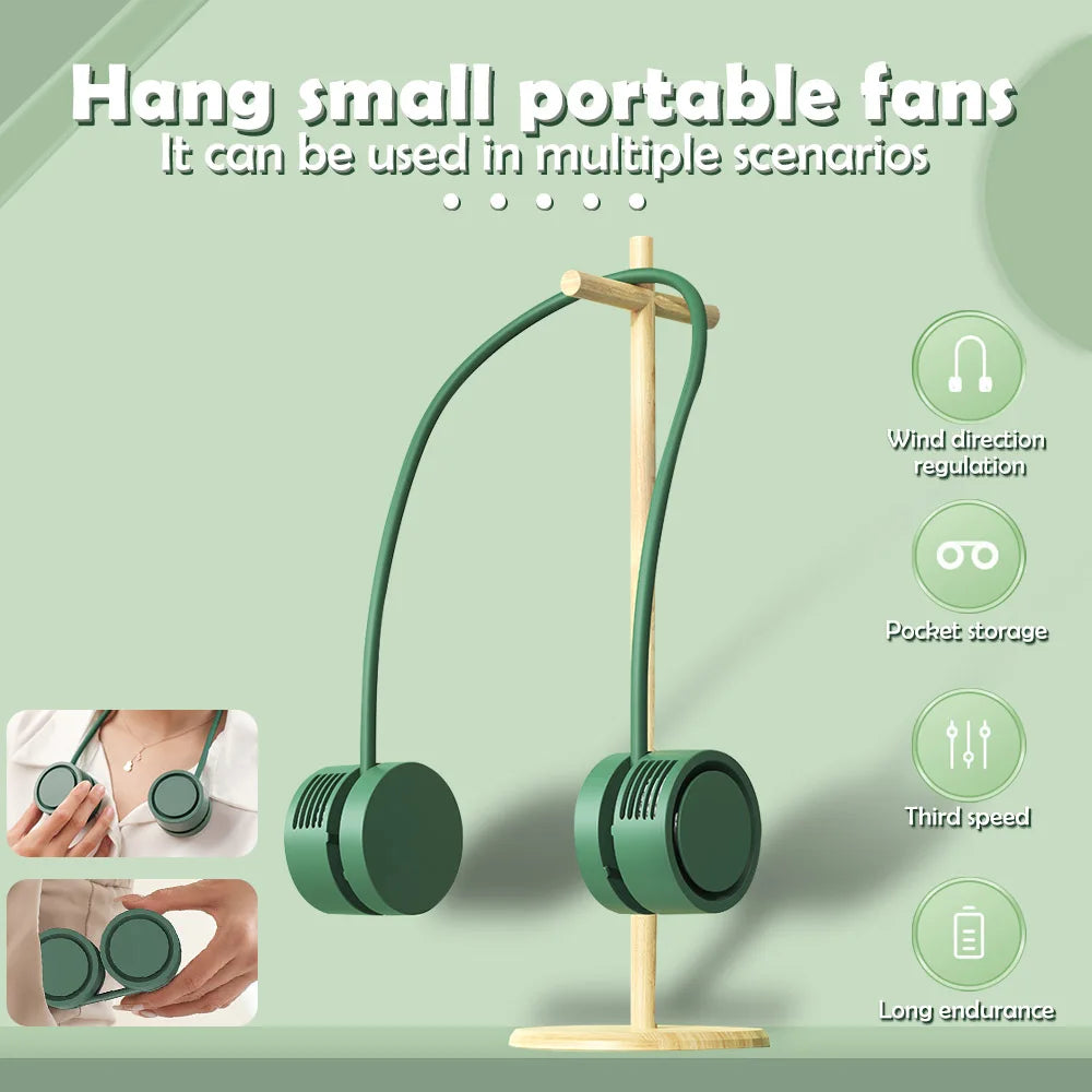 DecorBites™ LED Hanging Neck Fan with Colorful Atmosphere Lights, 5th Gear USB Operation