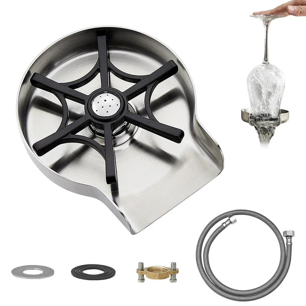 DecorBites™ Glass Rinser: Automatic Cup Washer for Home Sink, Coffee Bar, Kitchen Accessories