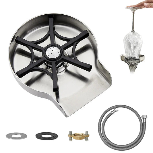 DecorBites™ Glass Rinser: Automatic Cup Washer for Home Sink, Coffee Bar, Kitchen Accessories