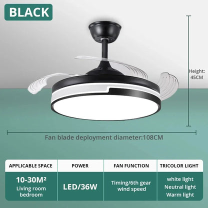Ventilador de techo DecorBites™ de cobre con iluminación de bajo consumo, estilo moderno y 6 velocidades variables.