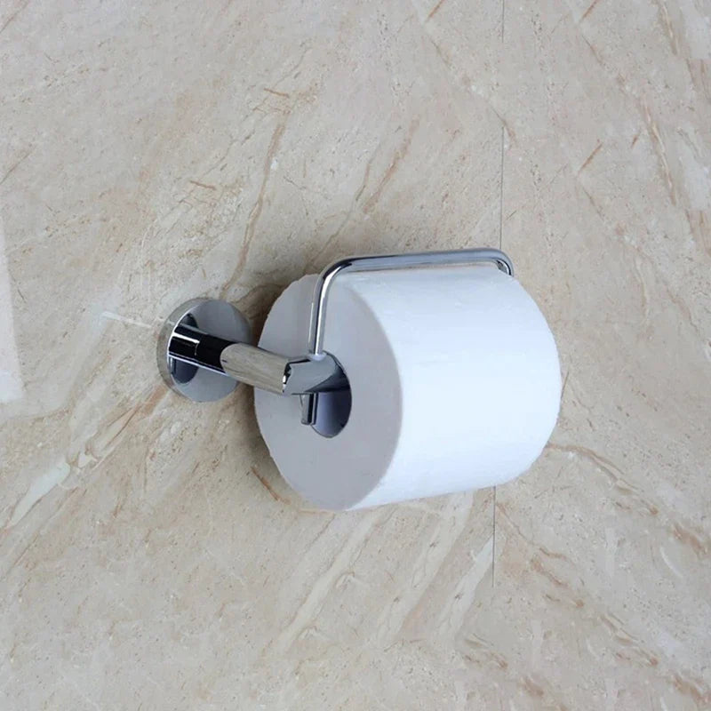 DecorBites™ Euro Silver Chrome Toilet Paper Holder Solid Brass Bathroom Accessories