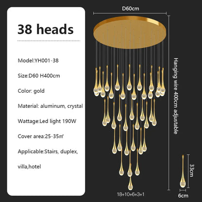 DecorBites™ Crystal Chandelier: Modern LED Pendant Light for Villa Living Room and Attic