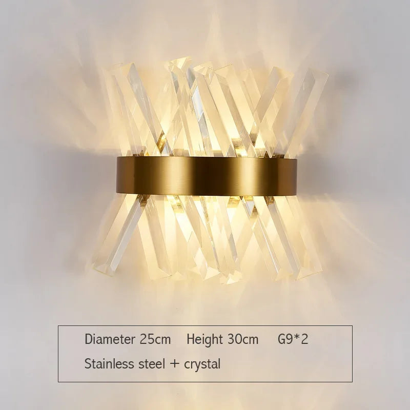 Aplique de pared LED DecorBites™ Crystal Gold, luz moderna para dormitorio, sala de estar y decoración del hogar.