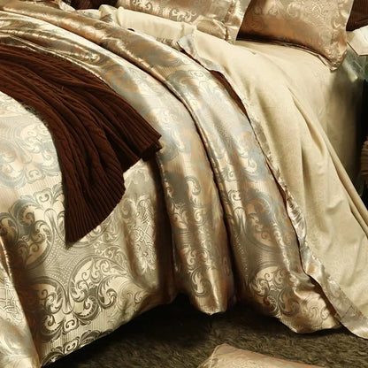 Decobites Luxury Jacquard King Size Bedding Set: European-Inspired Elegance for Queen & Double Beds