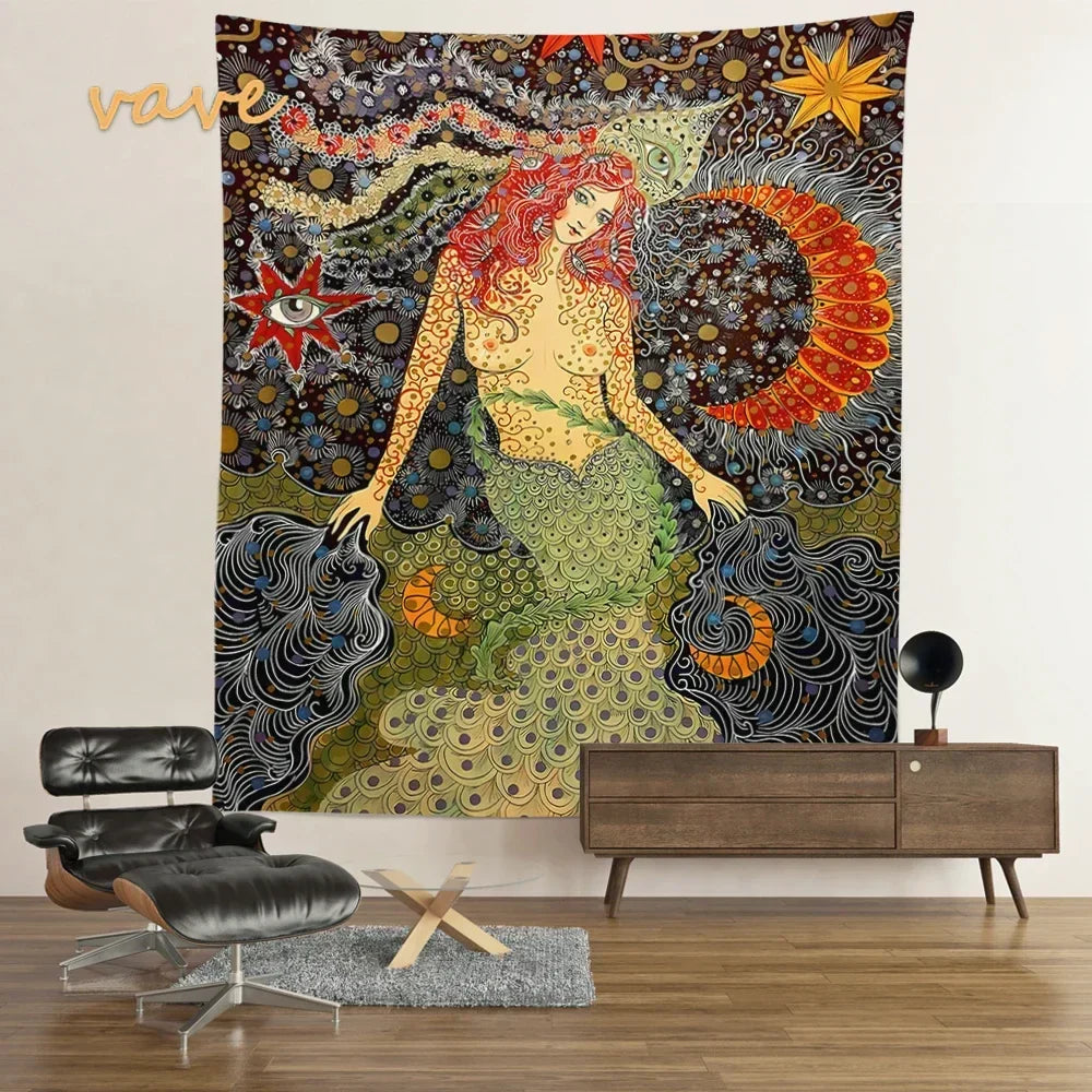 Decobites Moon Garden Psychedelic Flower Tapestry - Bedroom Background Hanging Cloth