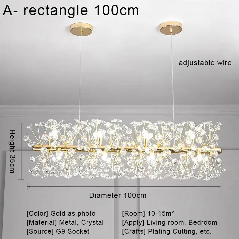 Lámpara de techo colgante LED de cristal DecorBites™ para decoración e iluminación del hogar