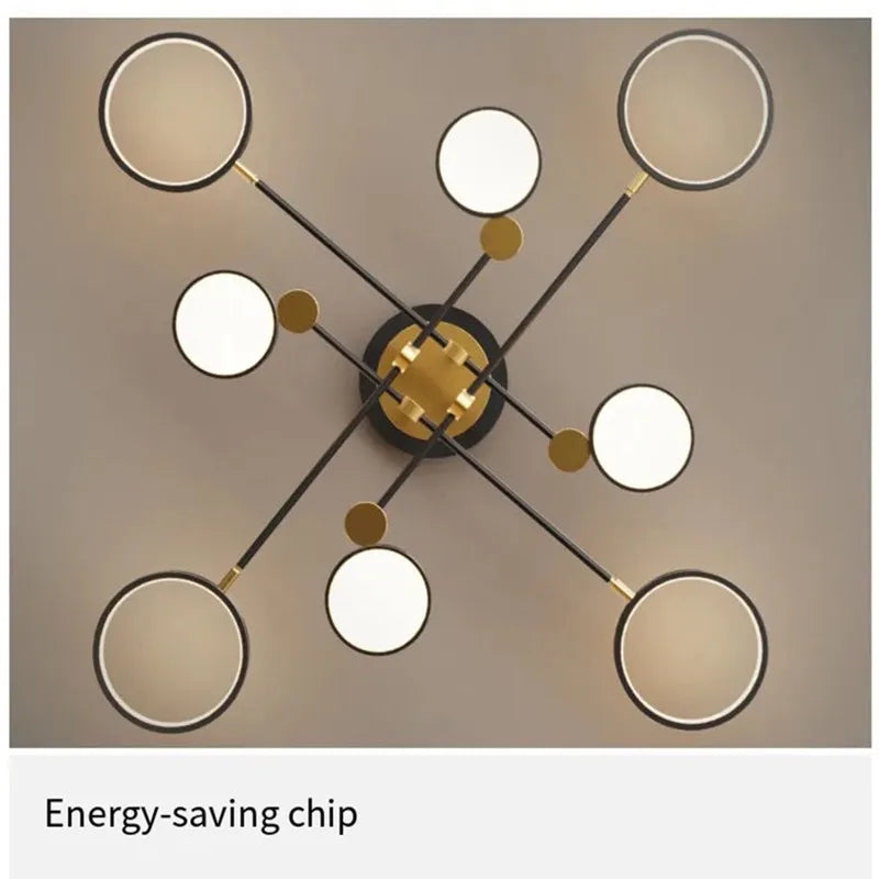 Lámpara de Techo LED con Marco Dorado Decorbites™ y Control Remoto Regulable para Sala de Estar, Comedor, Dormitorio
