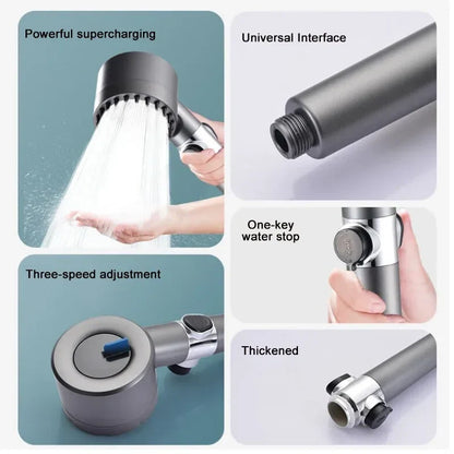 DecorBites™ High Pressure Showerhead with Filter, 4 Modes Massage, Water Saving