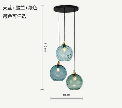 Nordic Water Grain Colored Glass Globe Pendant Light