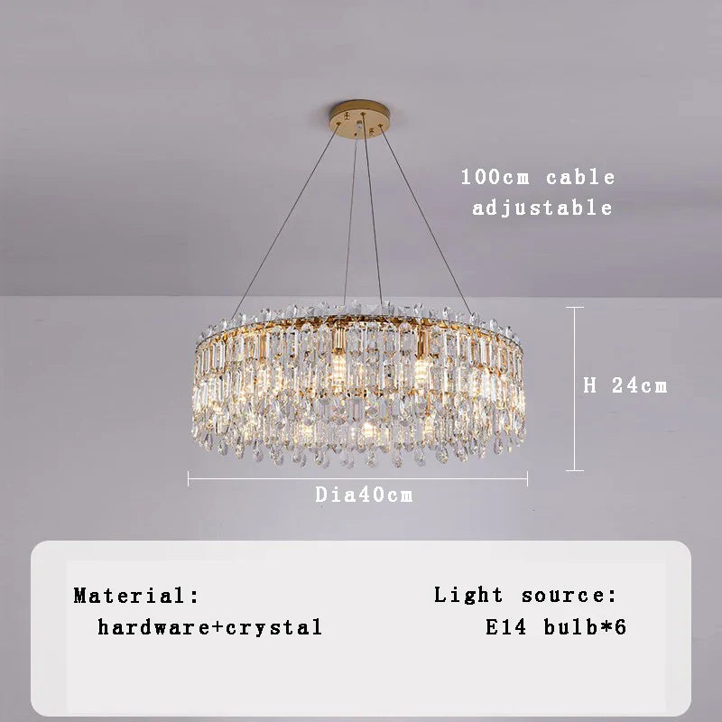DecorBites™ Crystal Pendant Chandelier for Living Room Bedroom - Luxury Hanglamp by Lamparas Lustres