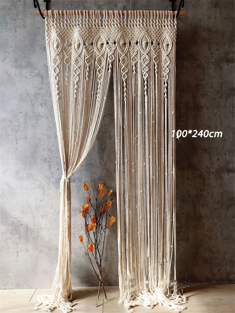 Decobites Macrame Cotton Door Curtain Wall Hanging Tapestry Boho Wedding Backdrop