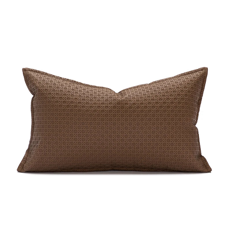 DecorBites™ Brown Beige Faux Leather Cushion Cover 45x45cm for Home Sofa Living Room