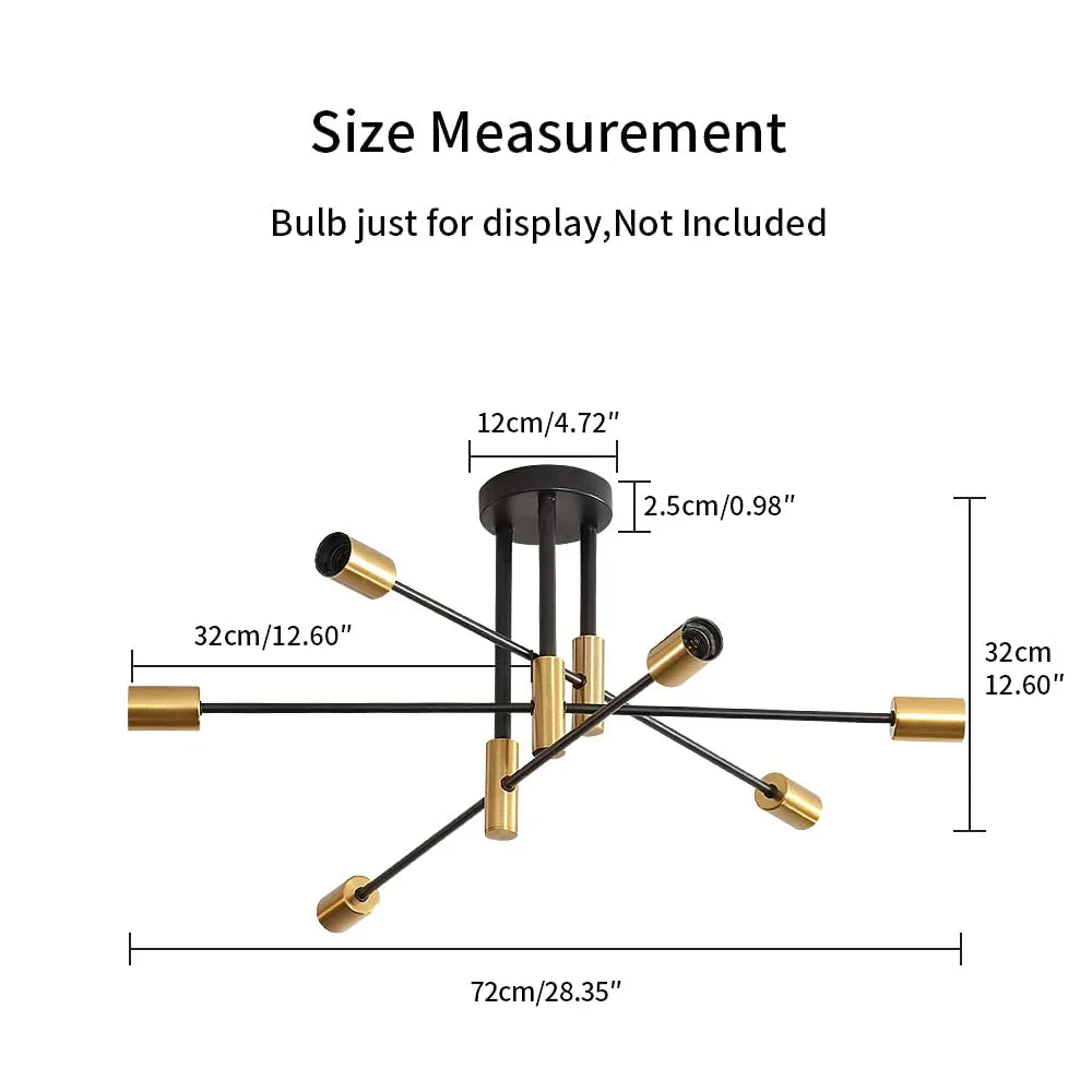 DecorBites™ Industrial Sputnik Chandelier Modern Ceiling Light for Kitchen Dining Bedroom