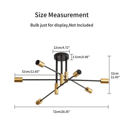 DecorBites™ Industrial Sputnik Chandelier Modern Ceiling Light for Kitchen Dining Bedroom