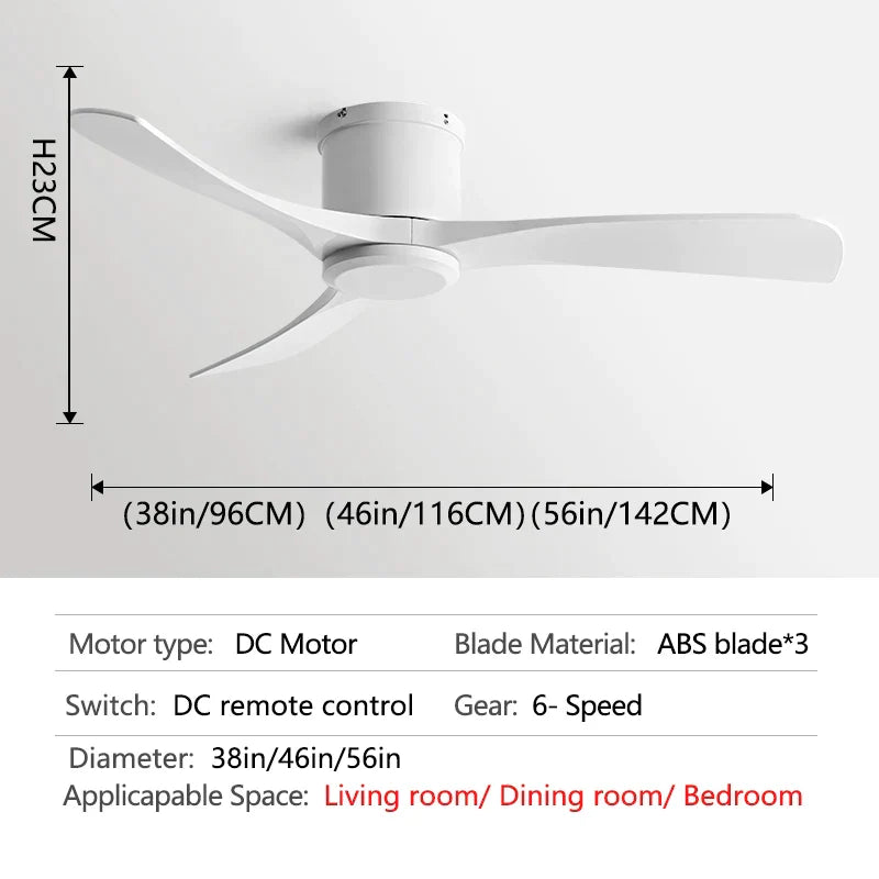 Ventilador de techo DecorBites™ con motor DC negro y control remoto de 35 W para hogar y restaurante