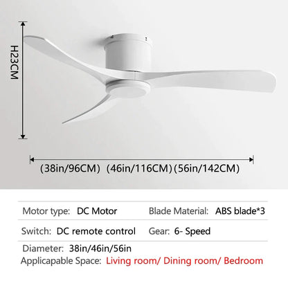 Ventilador de techo DecorBites™ con motor DC negro y control remoto de 35 W para hogar y restaurante