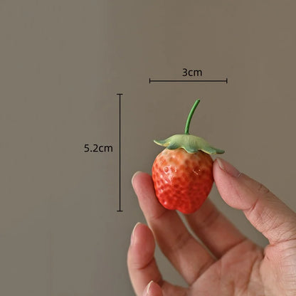 DecorBites™ Adorno Decorativo para el Hogar: Escultura de Frutas, Caja de Té, Fresas y Caquis