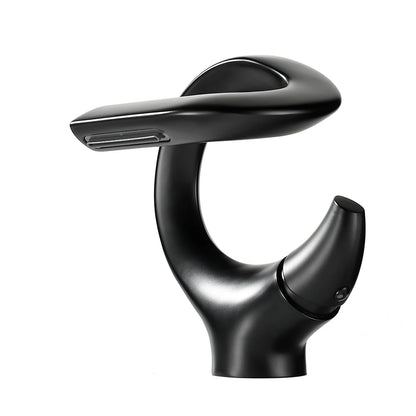 New Design Basin Faucet Brass Bathroom Basin Waterfall Hot and Cold Water Mixer Tap Single Handle Crane Chrome Black Mixer Tap