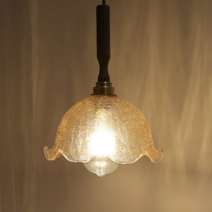 مصباح معلق LED من DecorBites™ مصنوع من زجاج العنبر، ووحدة إضاءة معلقة من خشب الجوز النحاسي للديكور المنزلي