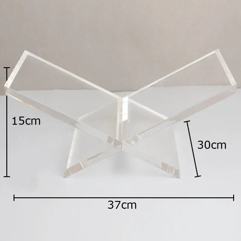 رف كتب أكريليك من DecorBites™، منظم بقاعدة رخامية، ديكور منزلي عصري، حامل مجلات