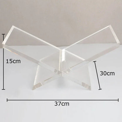 رف كتب أكريليك من DecorBites™، منظم بقاعدة رخامية، ديكور منزلي عصري، حامل مجلات