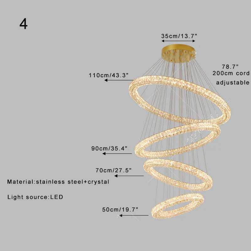 DecorBites™ Crystal Ring Chandelier - Color Changing LED Modern Luxury Hanging Lamp
