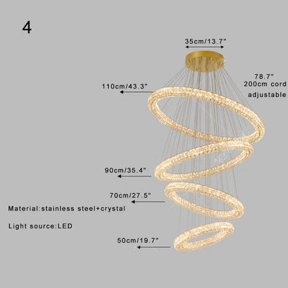 DecorBites™ Crystal Ring Chandelier - Color Changing LED Modern Luxury Hanging Lamp
