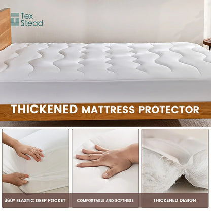 Decobites Quilted Fitted Mattress Cover | Soft & Breathable Bed Protector | Machine Washable